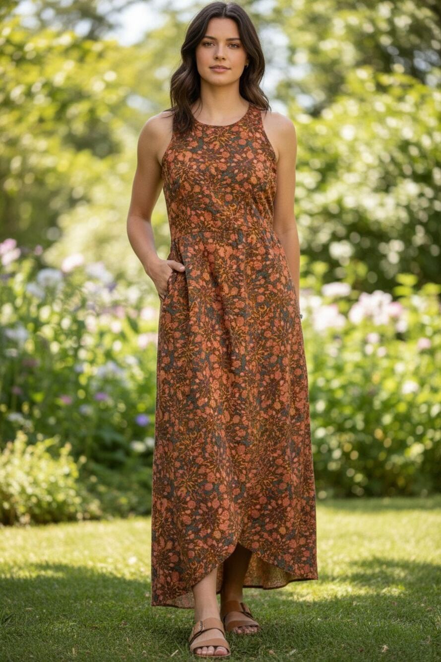 Toad & Co Women's Sunkissed Maxi Dress Size Medium Floral Brown